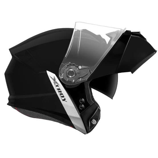 Capacete Escamoteável Moto Articulado Robocop Modular Óculos Solar Interno XTROY Premium SHINE PRETO