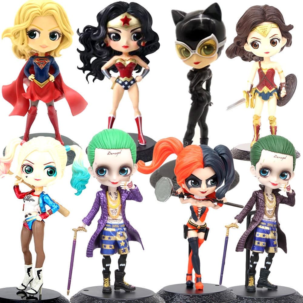 Qposket Harley Quinn Joker Mulher Maravilha Figuras De Ação Supergirl Catwoman Colecionável Boneco Brinquedos Infantis