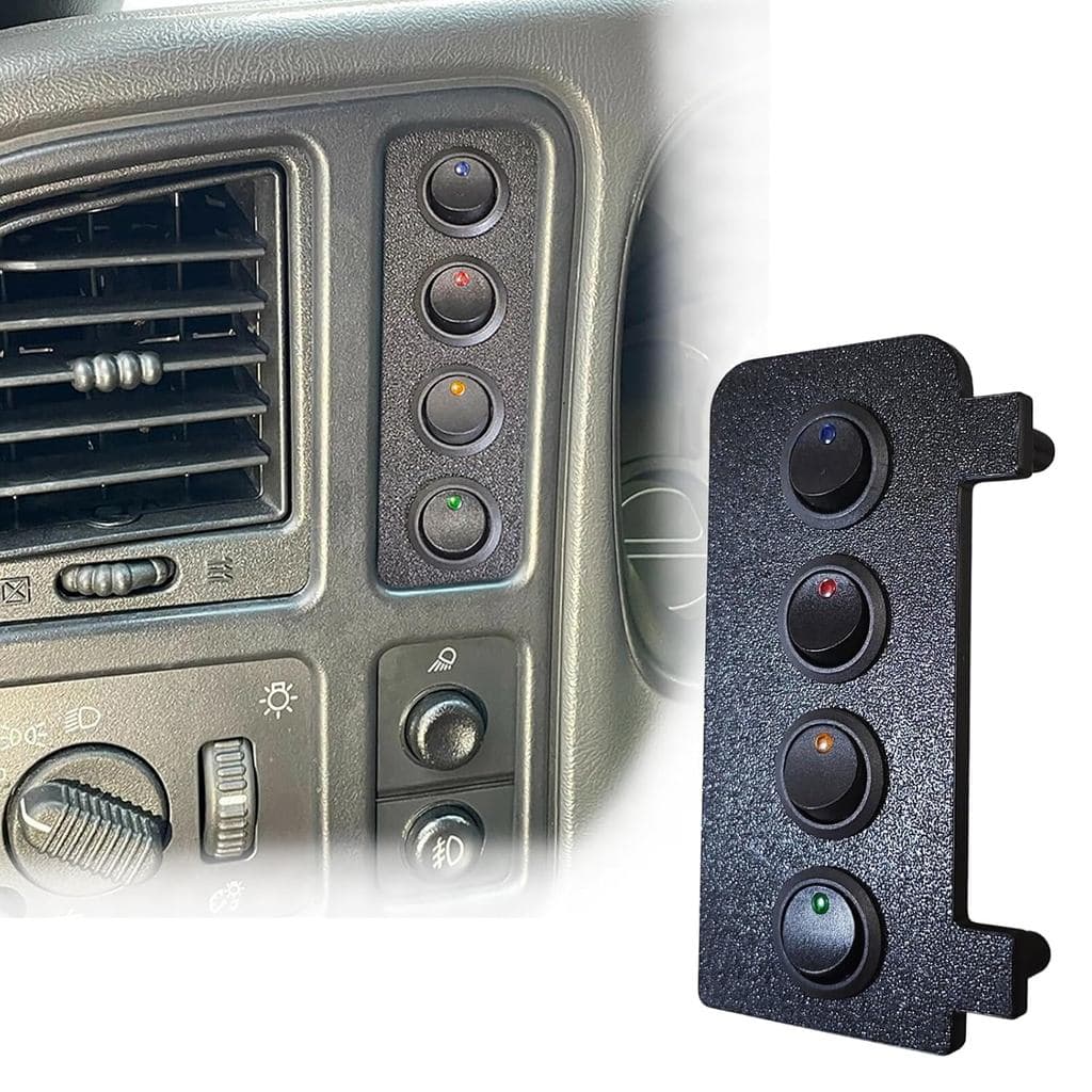 Dash Mount Switch Panel with LED | for NBS 1999-2007 | Silverado Sierra Chevy Chevrolet GMC 4 Rocker Toggle Switches (4