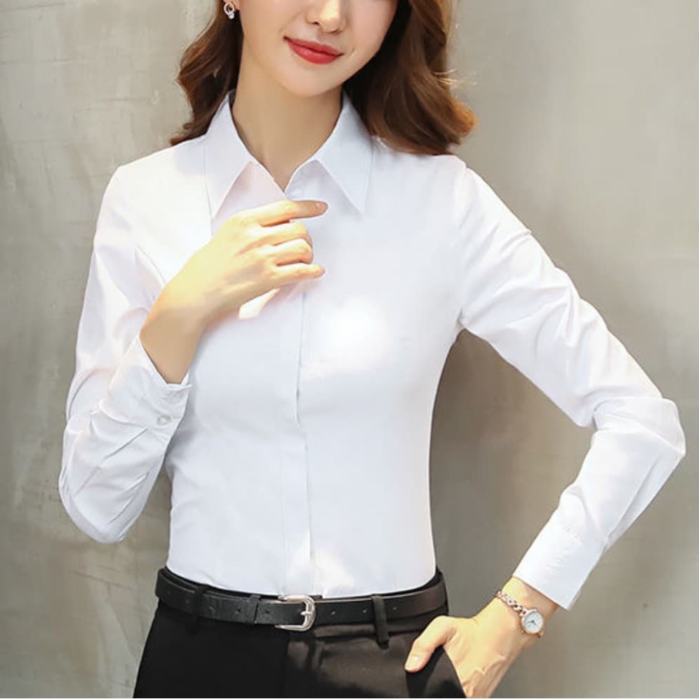 Mulheres novo estilo profissional usar camisa branca feminina roupas de primavera estilo coreano topos moda All-Match ma