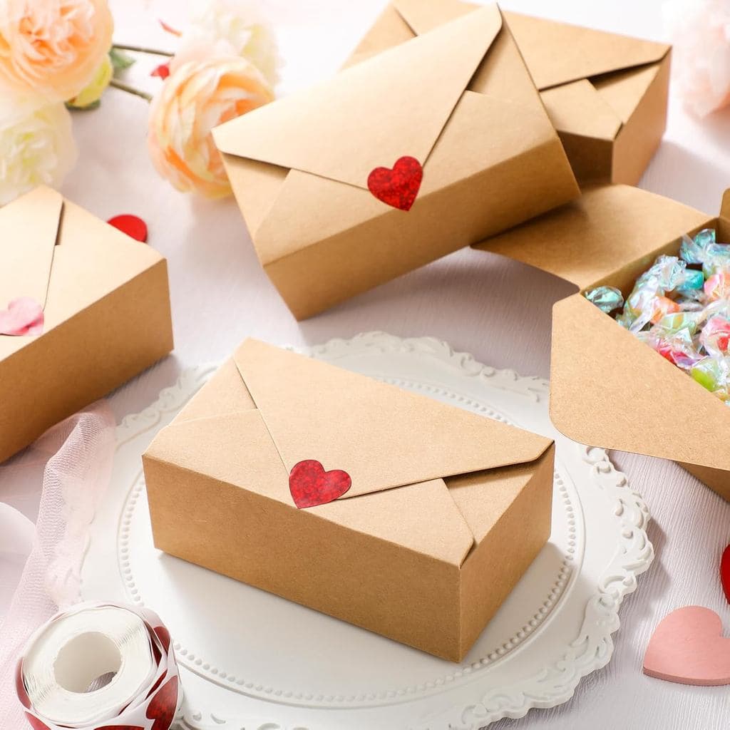 Tenceur 24 Peças Caixas de Biscoitos de Dia dos Namorados com Nota de Amor e Adesivos para Doces, Recipiente de Papel Kr