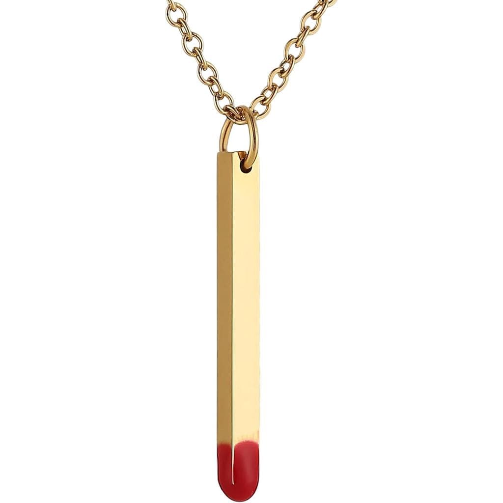 HZMAN Matchstick Necklace for Women Dainty 14K Gold Plated Cute Small Matchstick Choker Necklace Jewelry Gift