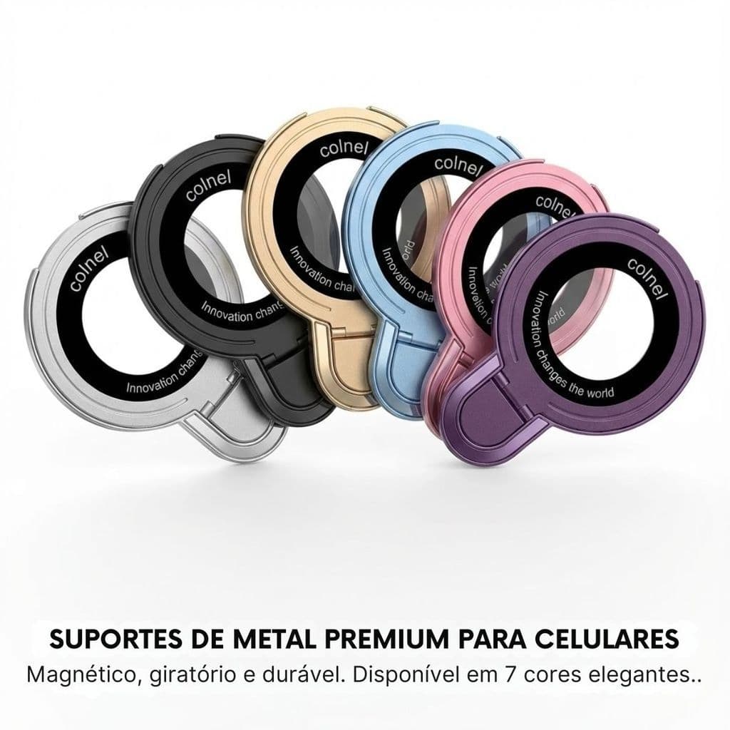 Heyoo Suporte Magnético Ultrafino para Celular, Anel Metálico Dobrável, Compatível com Carregamento Sem Fio