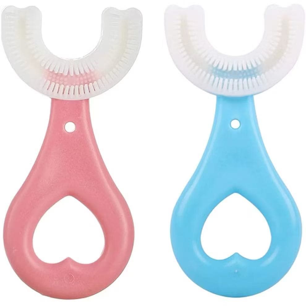 Escova de Dente Infantil U 360° Silicone Suave 2-12 Anos Limpeza Eficiente e Divertida 2026！