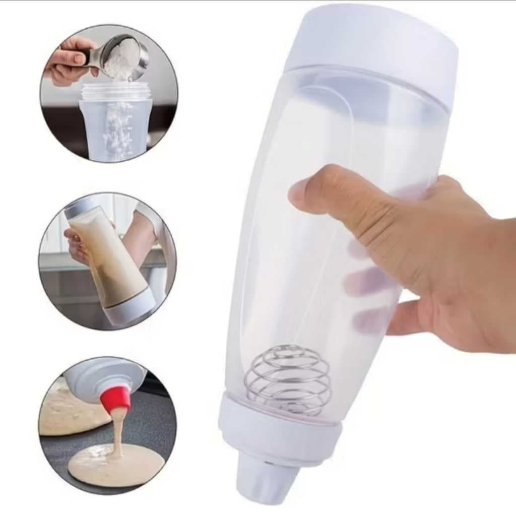Dispensador De Massa Manual com Misturador Garrafa Crepe Cupcake Panqueca