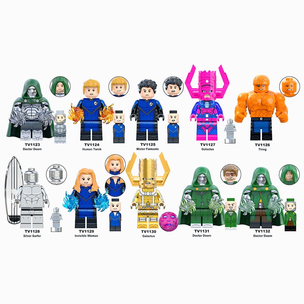 TV6215 Dr . Doom Silver Surfer Sr Fantástica Mulher Invisível Galactus Blocos De Construção Figuras Brinquedos