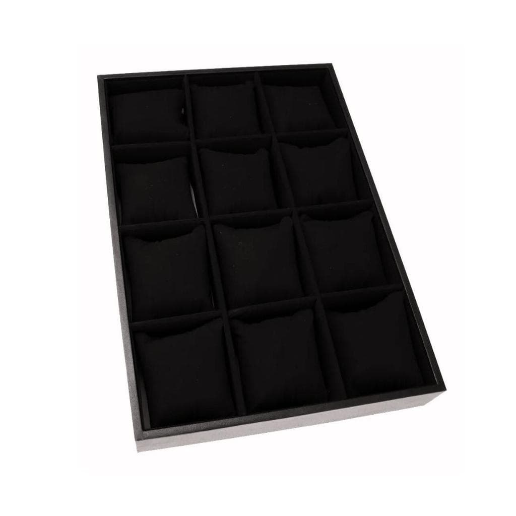 PORTA  RELOGIO COURINO C/12 COMPARTIMENTOS 35X24CM PRETO