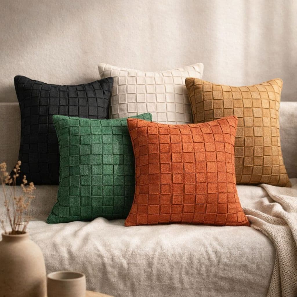 Capa de Almofada Rústica Boho – Algodão com Fitas em Macramê Artesanal Trançado