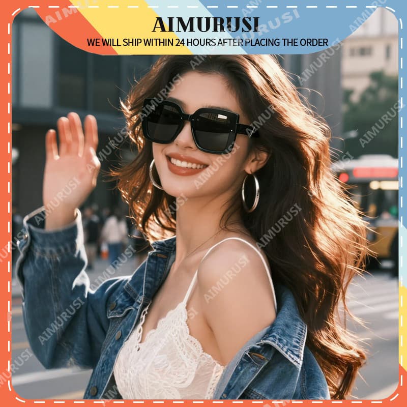 (AIMURUSI) Nova Chegada Novo Estilo Óculos De Sol Femininos De Armação Grande Minimalista Moda Leve Luxo Proteção UV Par