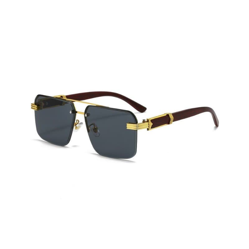 Óculos De Sol Quadrados Gradientes-Meia Armação Com Templos De Diamante UV400