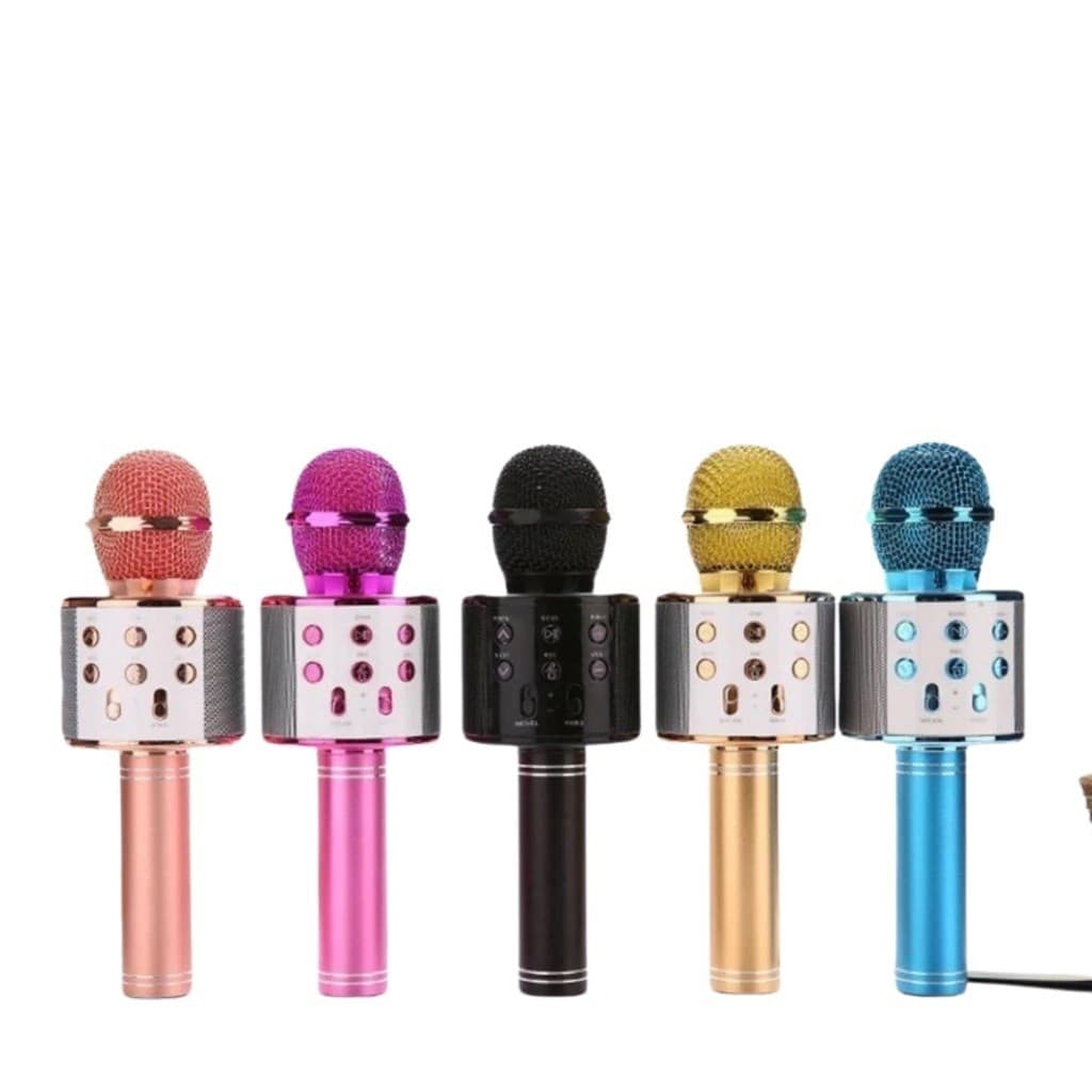 WS-858 - Microfone Infantil de Karaoke Microfone de Brinquedo Sem Fio Bluetooth