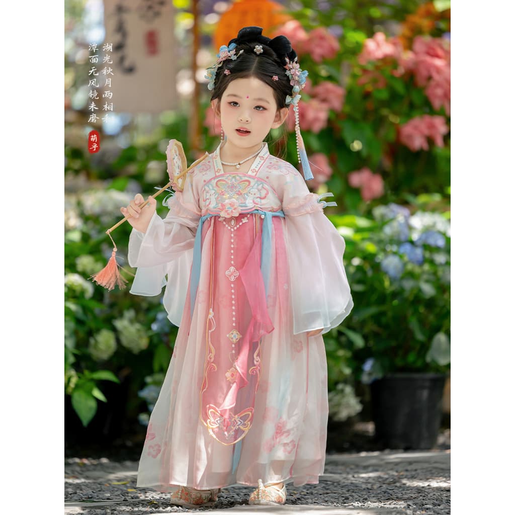 Hanfu meninas 2026 primavera trajes infantis Super fada saia rosa vestido de menina vestido de princesa Tang terno