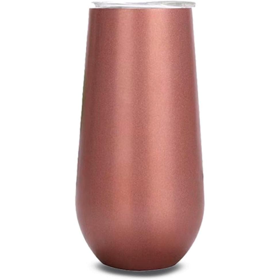 Taça Térmica Para Espumante Champagne Com Tampa Copo Formato Flauta Drink 180ml Mantém por 6 Horas