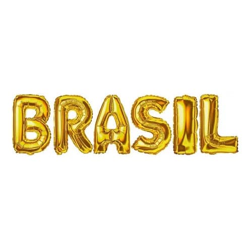 Kit C/6 Balões Metalizado Brasil Copa Do Mundo Letras Festa