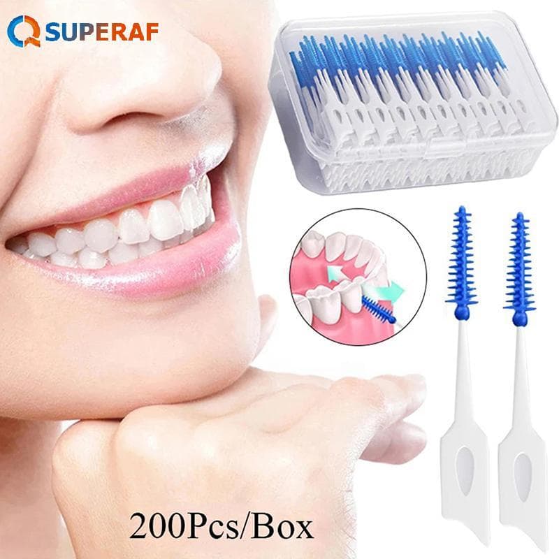 SUPERAF Inter Escovas De Silicone 200 Unidades Escova De Dentes Entre Com Fio Ferramentas De Limpeza Oral Quente