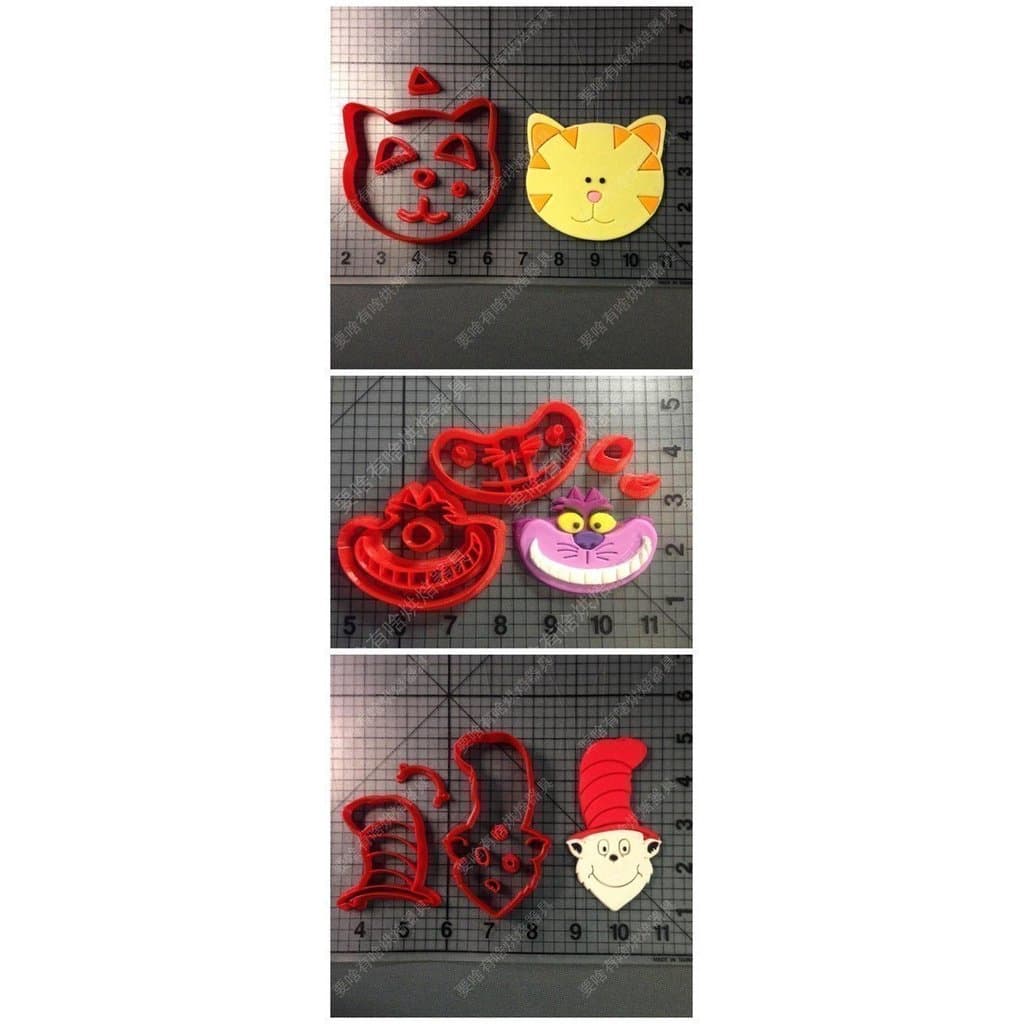 Molde de biscoito de gato de desenho animado, conjunto de molde de corte de bolo Fondant de desenho animado, ferramenta