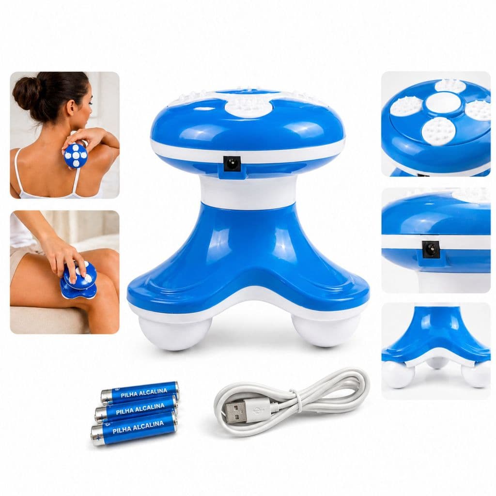 Mini Massageador Elétrico Corporal Portátil Azul