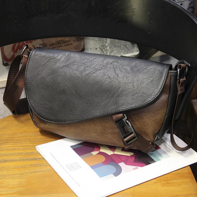 Bolsa masculina simples Horizontal bolsa de ombro Retro Commuter bolsa de ombro na moda rua volta saco do mensageiro