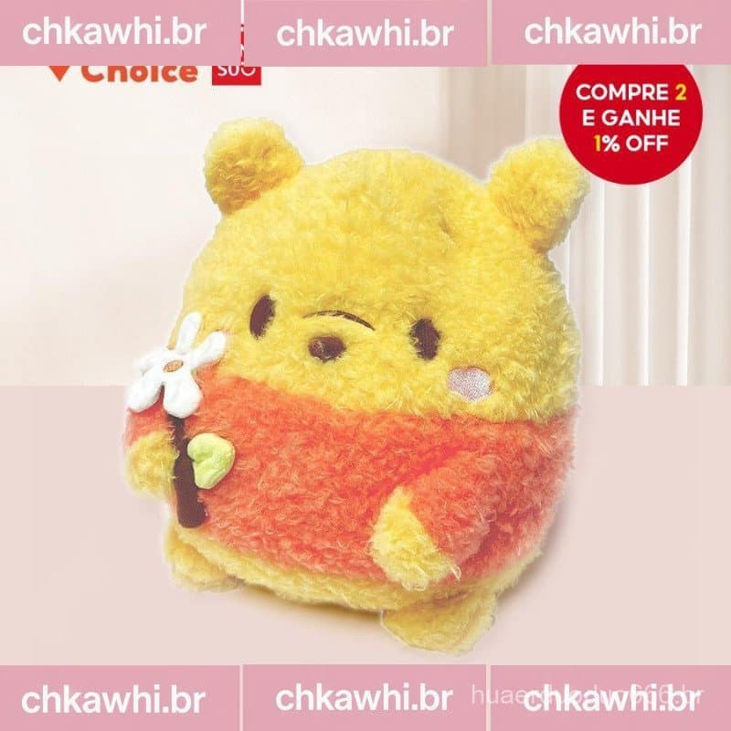 MINISO Coleção de Flores Ufufy - Ursinho Pooh de Pelúcia, Presente Suave, Tamanho Pequeno 15cm × 16cm (1 unidade).
