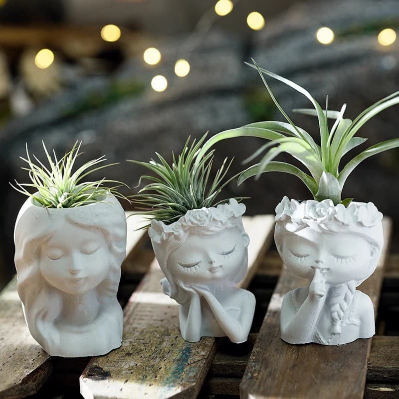 Linda Menina Vaso De Flores Cimento Moldes De Silicone Resina Castiçal Navio Gesso Molde Concreto Para Criações De Plant