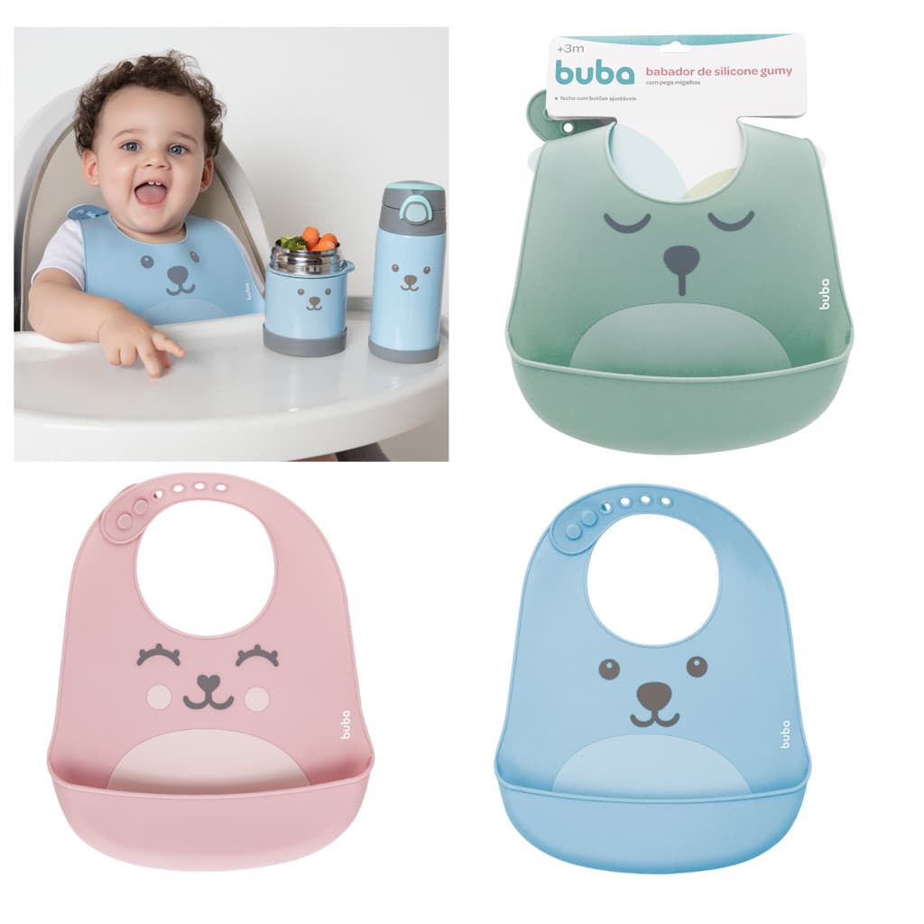 Babador de Silicone Buba Impermeável com Pega Migalhas
