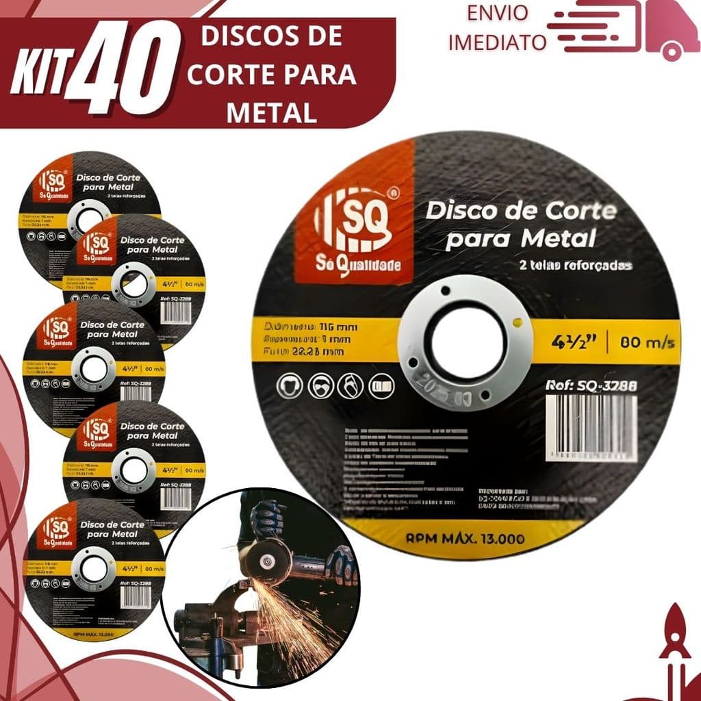 Disco de Corte Metal 115mm Kit 40/30/20/10 para Esmerilhadeira Corte Preciso 1mm Uso Profissional