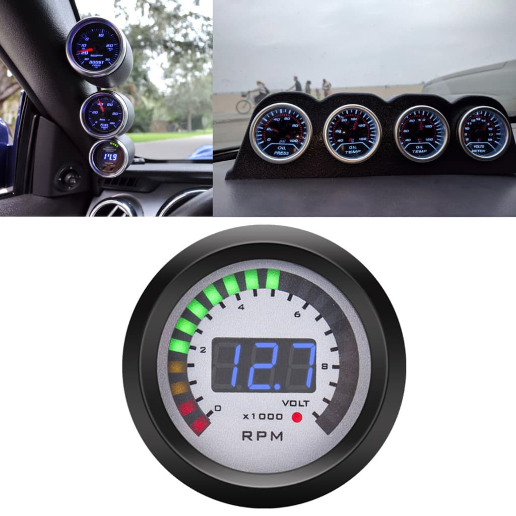 TMA ~ Tacômetro Digital 52 Mm/2 Pol . 0-9999 RPM Substituição Para Veículos A Gasolina De 12 V 4/6/8 Cilindros
