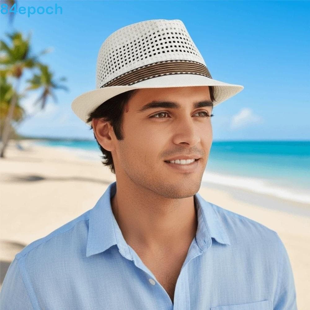 Chapéu Panamá Masculino BREPOCH , Leve De Palha Tecido De Aba Curta , Guarda-Sol Topi Respirável Para Férias E Praia