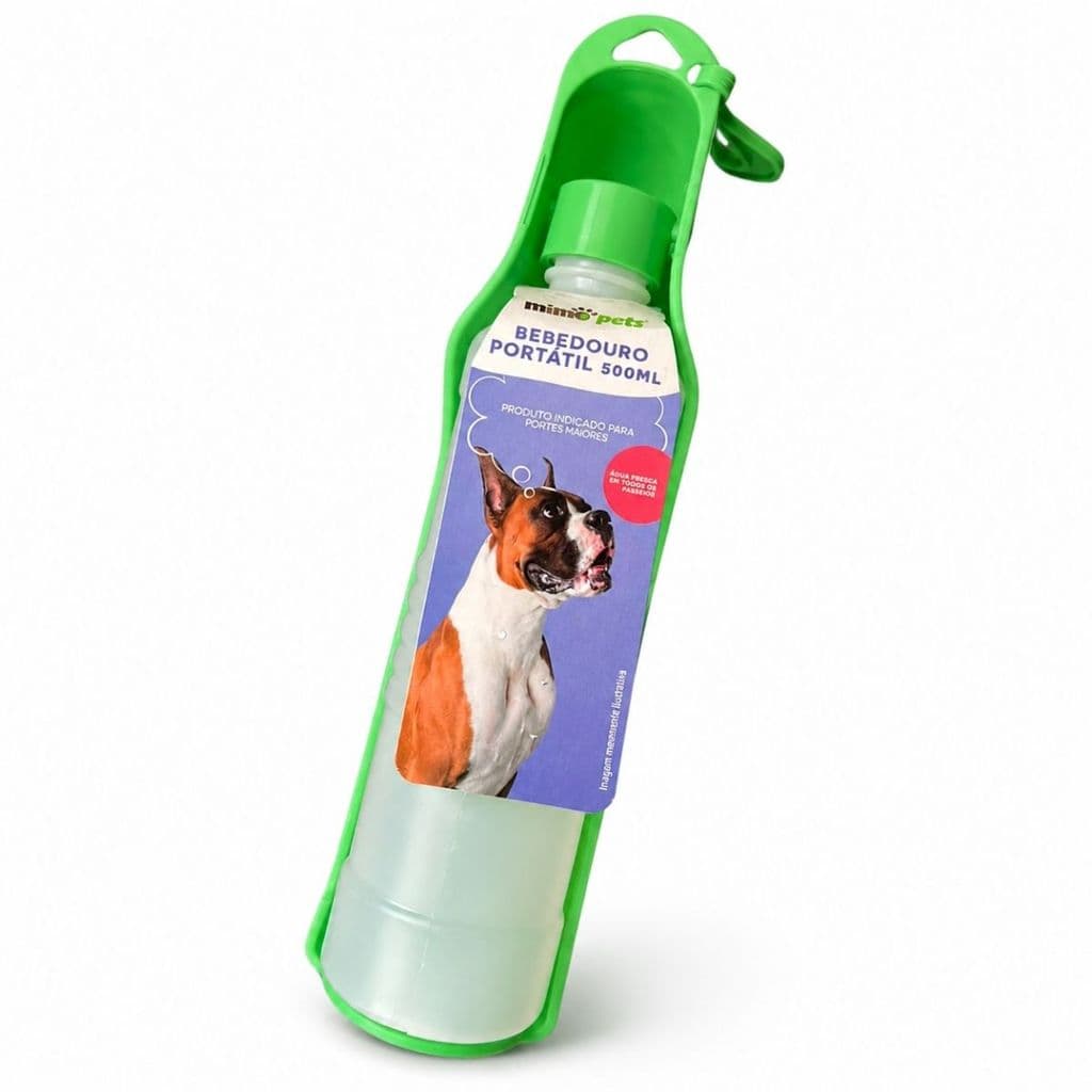 Bebedouro Garrafa Portátil 500ml Verde Pets Cães Gatos Mimo Pets Passeio