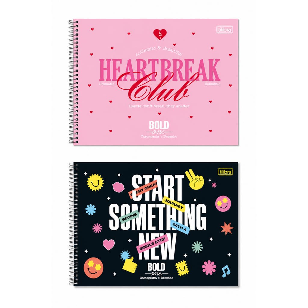Caderno de Cartografia e Desenho Espiral Capa Dura Bold One Feminino 80 Folhas - Tilibra