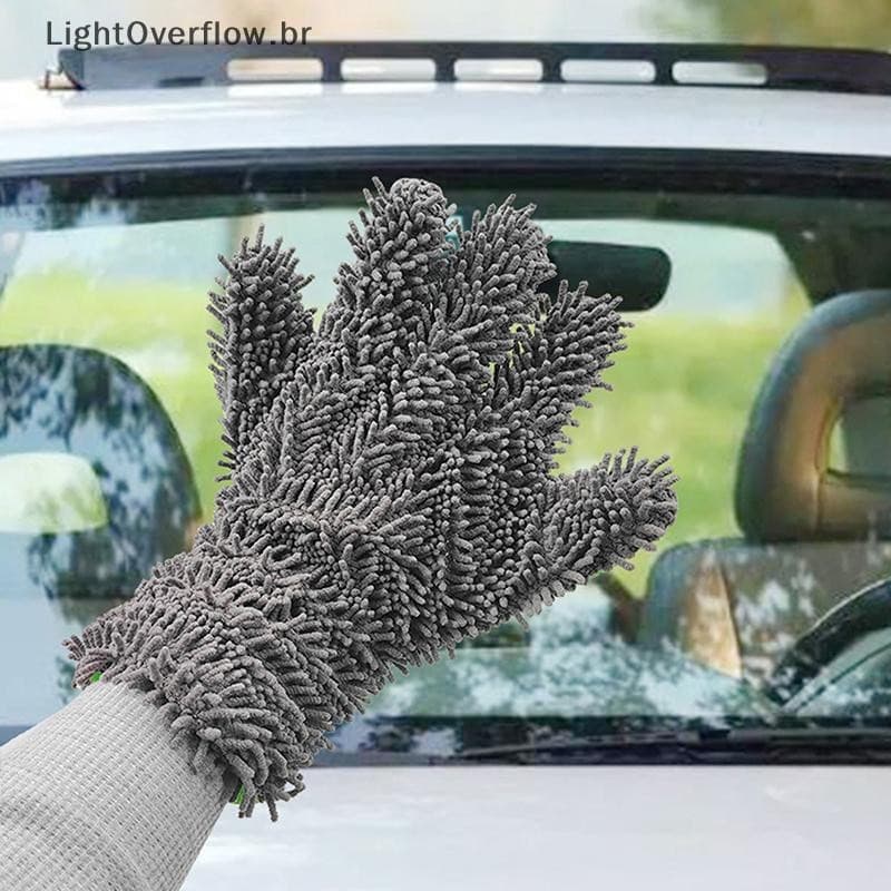 [LightOverflow] Luva À Prova D'água De 1 Unidade De Lavagem De Microfibra Premium Para Carros Macia Antiarranhões Limpez