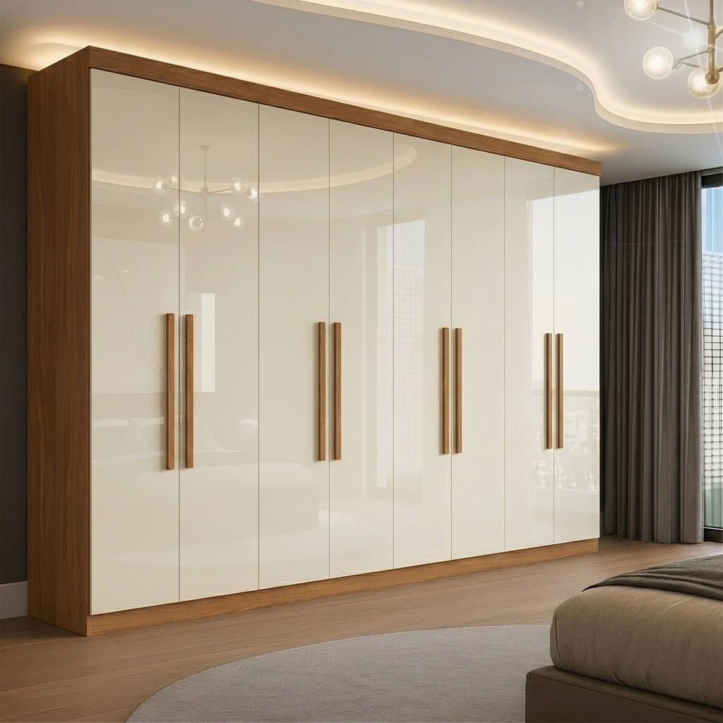 Guarda Roupa Casal 8 Portas 4 Gavetas Paris Espresso Móveis Off White/Cinamomo Cinamomo/Off White