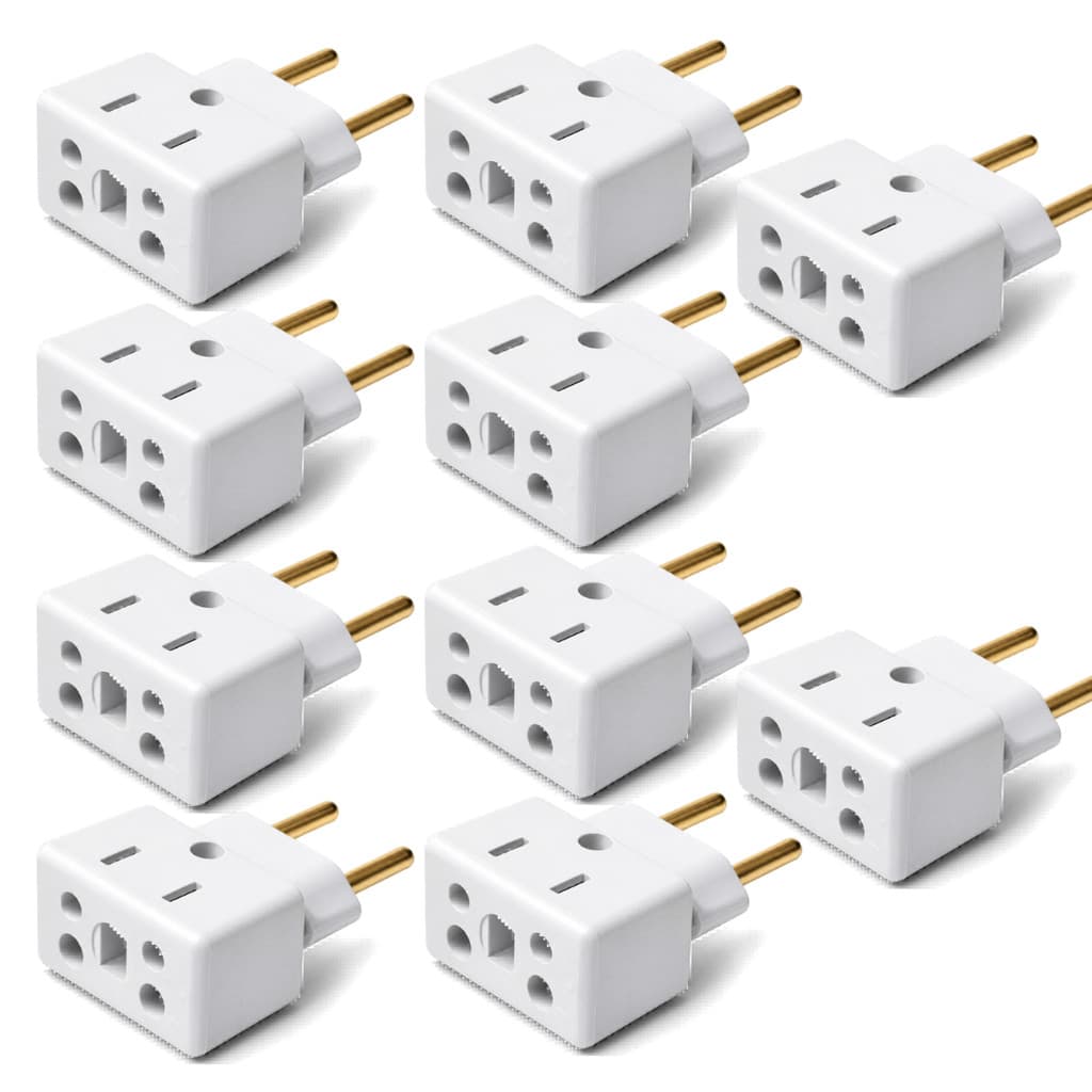 Kit 10 Adaptador Tomada Universal para 3 Pinos Padrão Brasil Serve 10A e 20A Bivolt