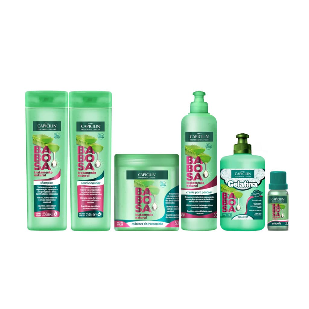 Kit Completo Babosa Tratamento Natural Vegano Capicilin