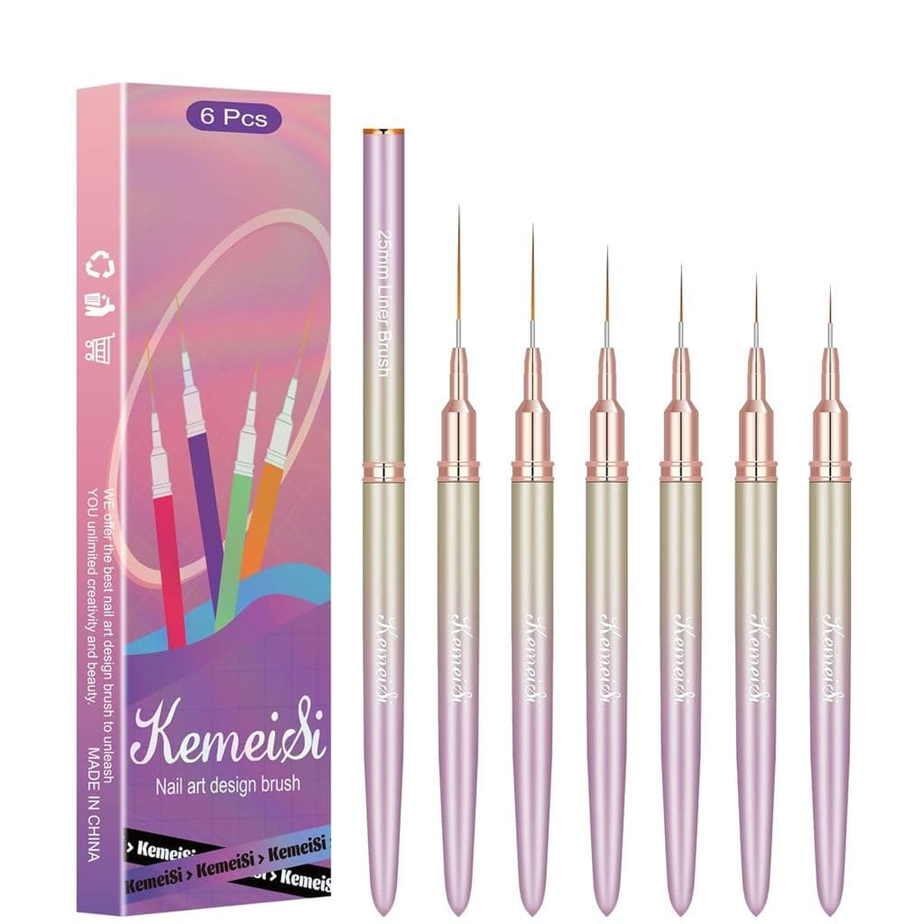 6 Pincéis para Nail Art, Pincel para Pintura de Esmalte em Gel, Pincel Fino para Detalhes e Desenhos Artísticos, Tamanho
