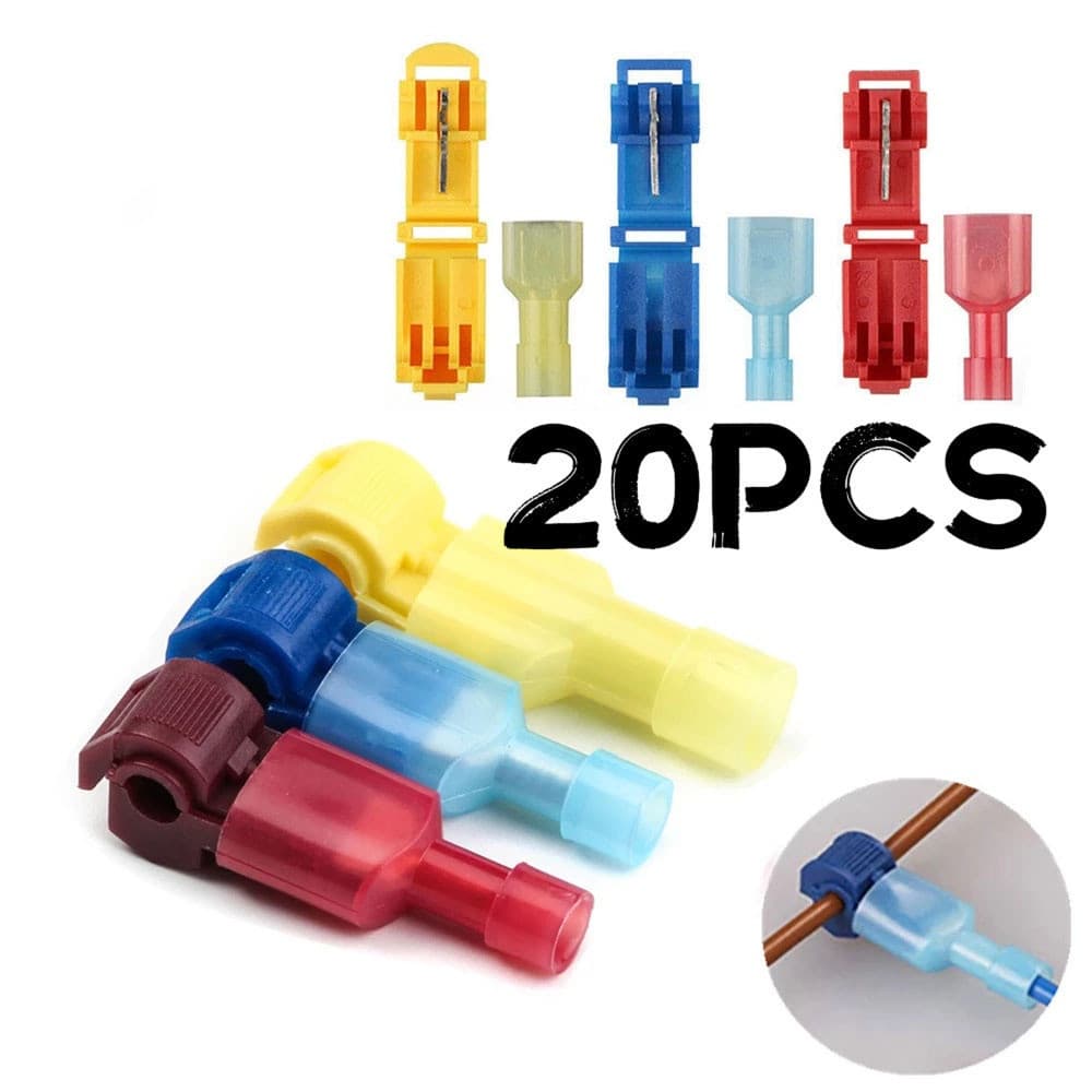 Conector de fio tipo t, 20 unidades, sem perda, terminais de emenda rápida, universal