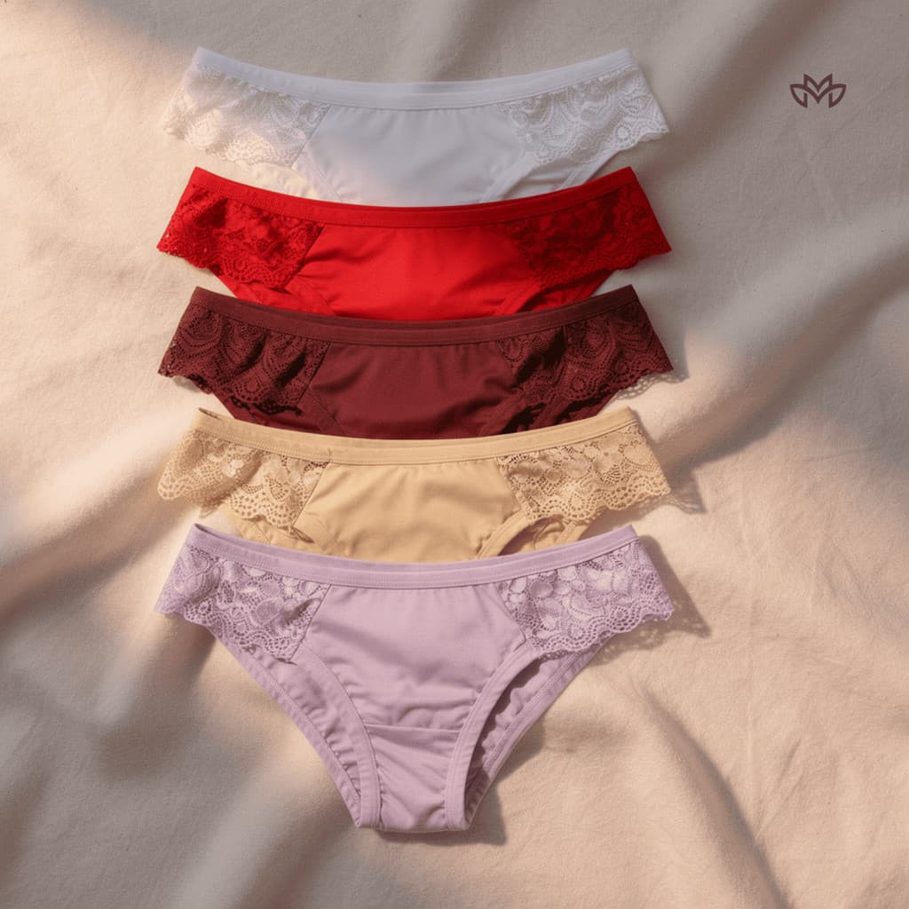 Kit 5 Calcinha Tanga Renda Lateral Confortável Forro Algodão Cores Sortidas