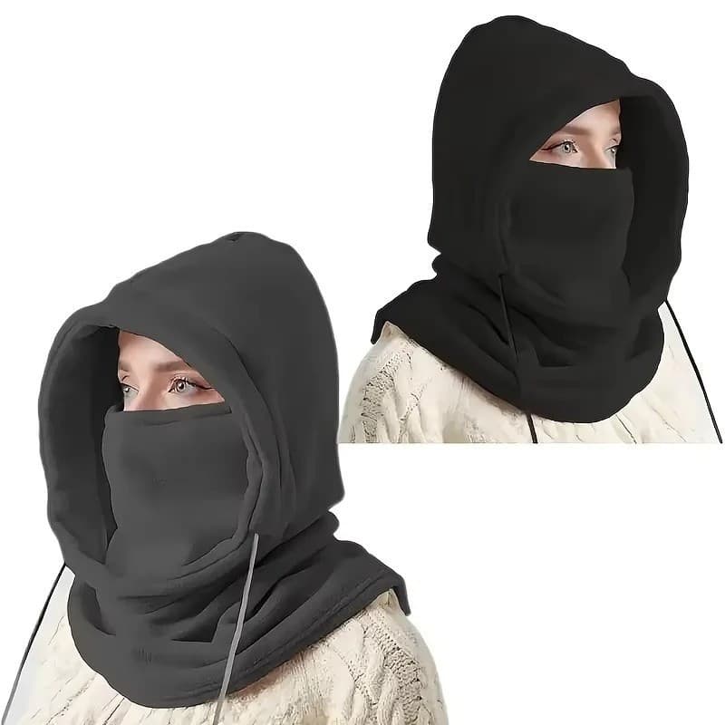 Balaclava de Inverno Unissex em Tricô - Máscara à Prova de Vento com Cordão, Boné Quente para Motocicleta em Clima Frio