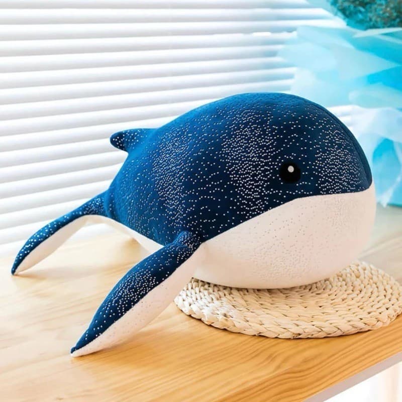 Pelúcia Baleia Azul e Cinza 50CM Fofa Macia Almofada Decorativa Para Quarto Sofá Presente Infantil Envio Imediato