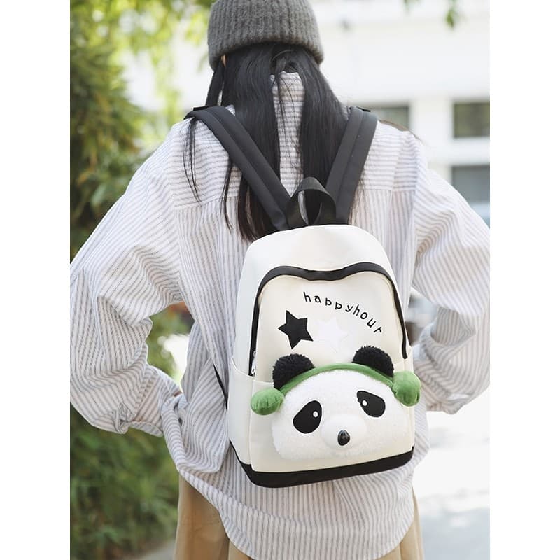 Novo estilo chinês Panda mochila feminina estudantes universitários 2025 novo estilo mochila bonito dos desenhos animado