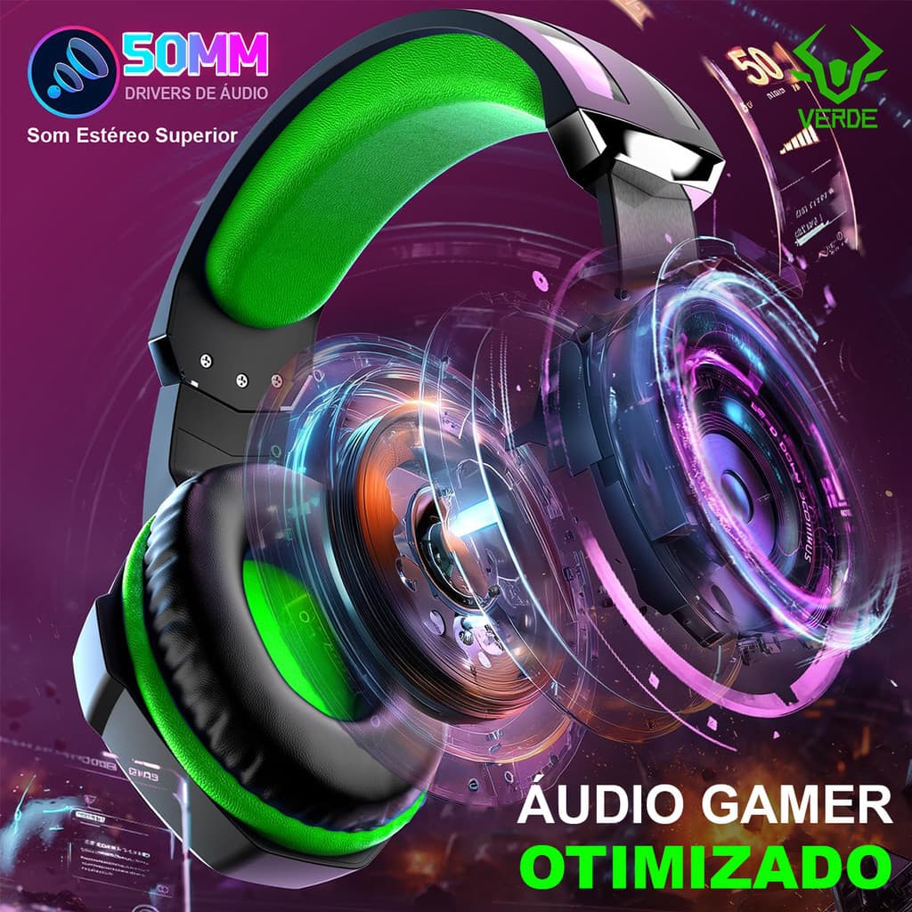 Fone De Ouvido Gamer Com Led -  Pc, Ps4, Ps5, Xbox E Switch