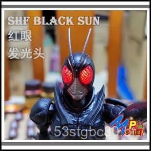 (Em estoque) Kamen Rider SHF BLACK SUN Black Sun Olhos Vermelhos Cabeça Luminosa Antenas Macias Controle de Luz