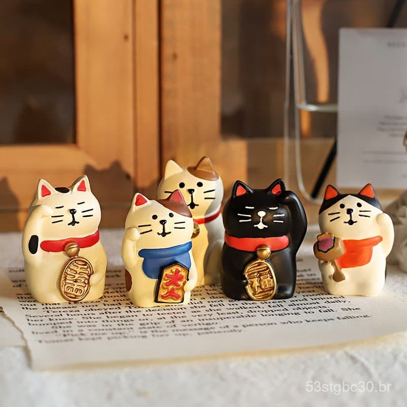 Uma vida feliz sem fim: ornamento de gato da sorte em estilo japonês, presente de Ano Novo com tema de gato para decoraç