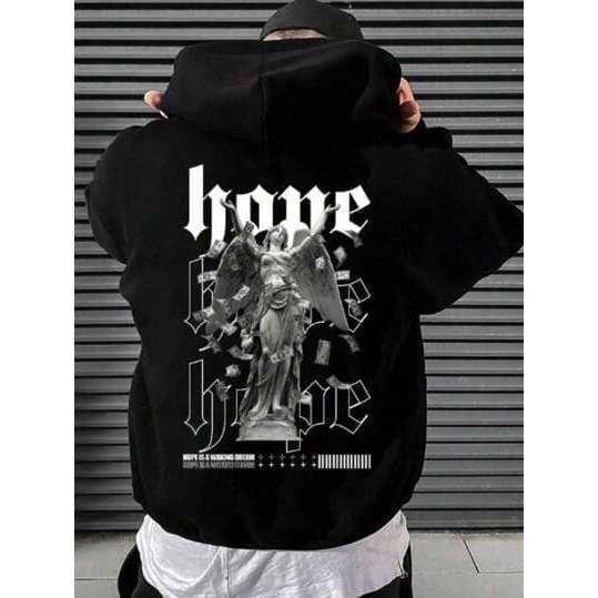 Moletom Canguru Masculino Anjo Hope Blusa de Frio Com Capuz Streetwear Unissex Envio Rapido