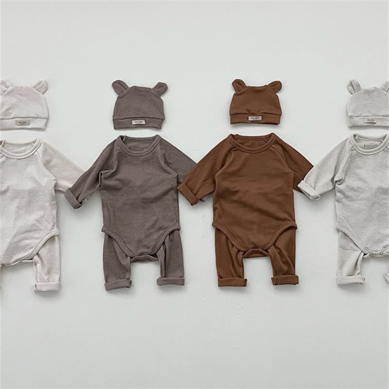 Primavera outono bebê cor sólida manga comprida bunda roupas Leggings chapéu livre bebê Casual casa roupas terno versão
