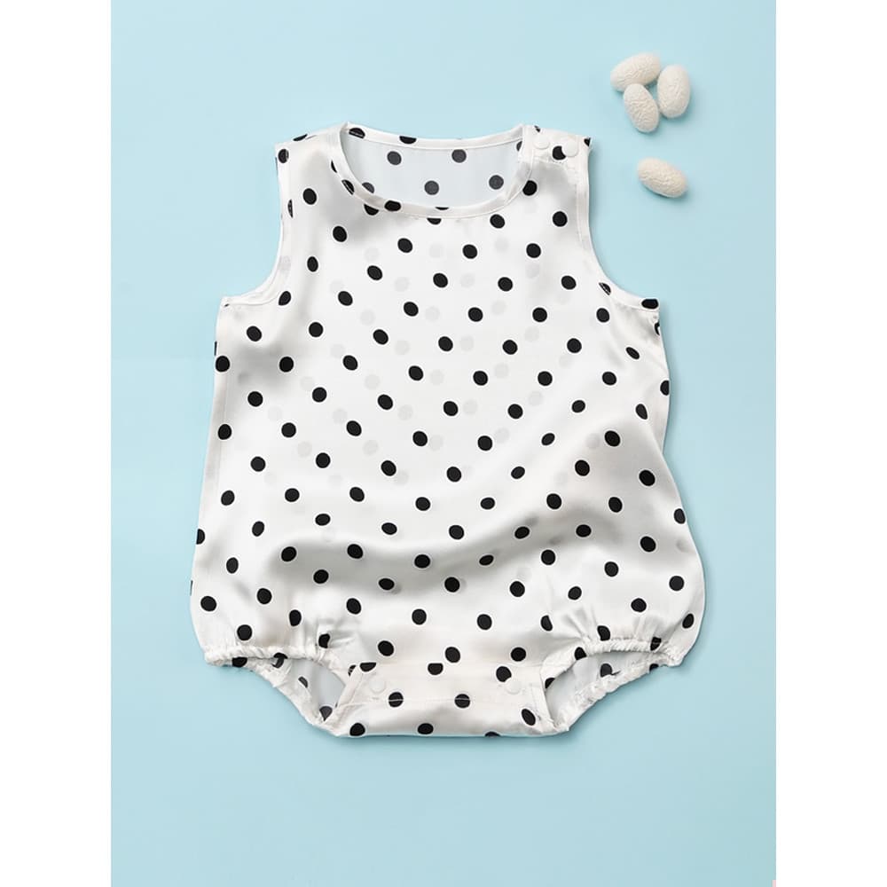Verão bebê Polka Dot seda macacão bebê amoreira seda pijamas macacão recém-nascido roupas finas bebê macacão