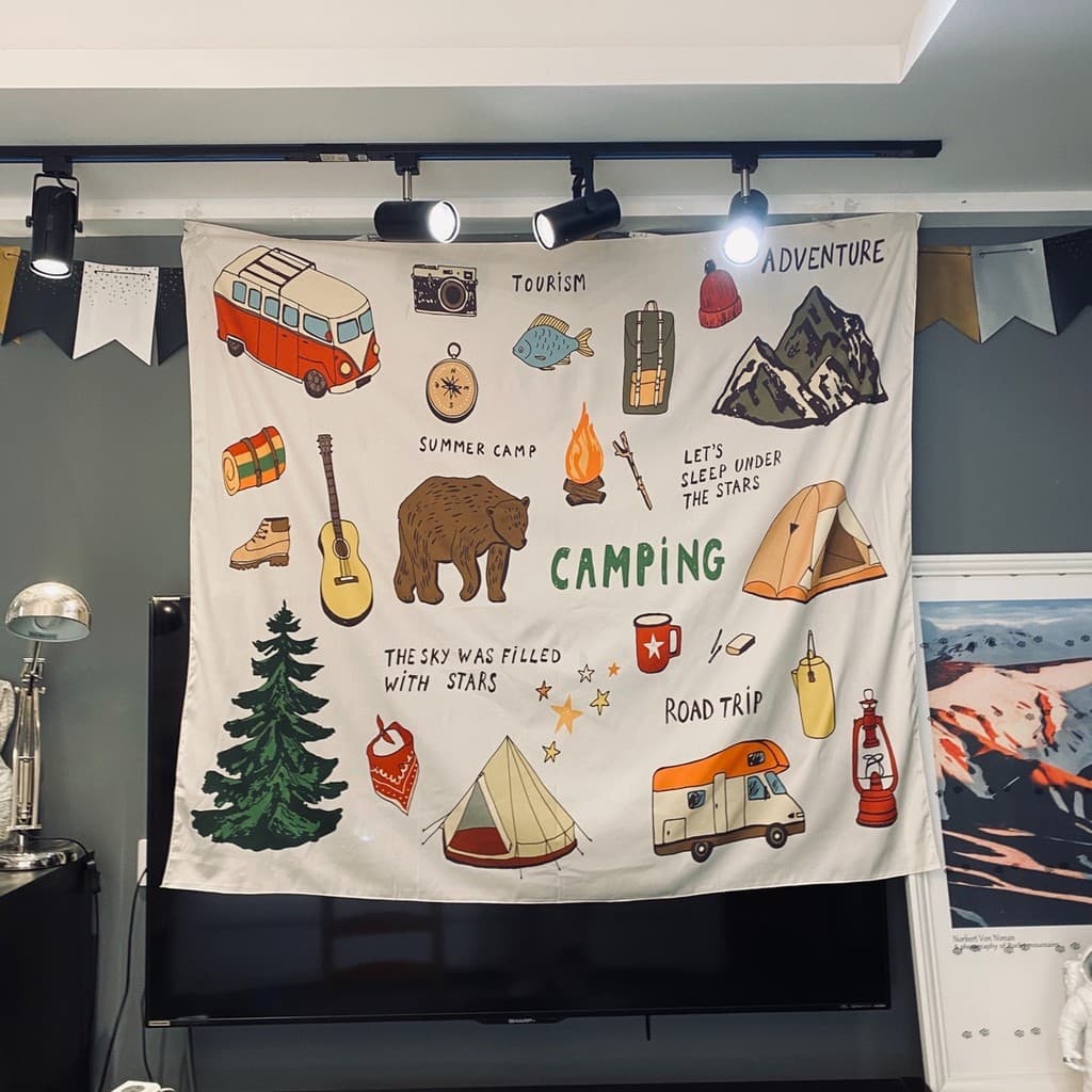 Estética de acampamento nórdico simples literário único INS criativo sala estar quarto decoração ao ar livre foto fundo