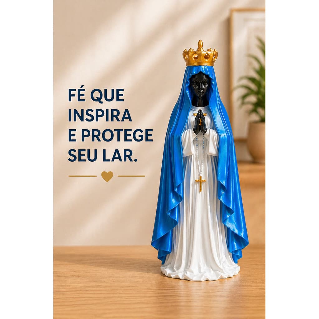 Estátua Nossa Senhora Aparecida Colorida 26cm – Imagem Religiosa Decorativa em PLA 3D