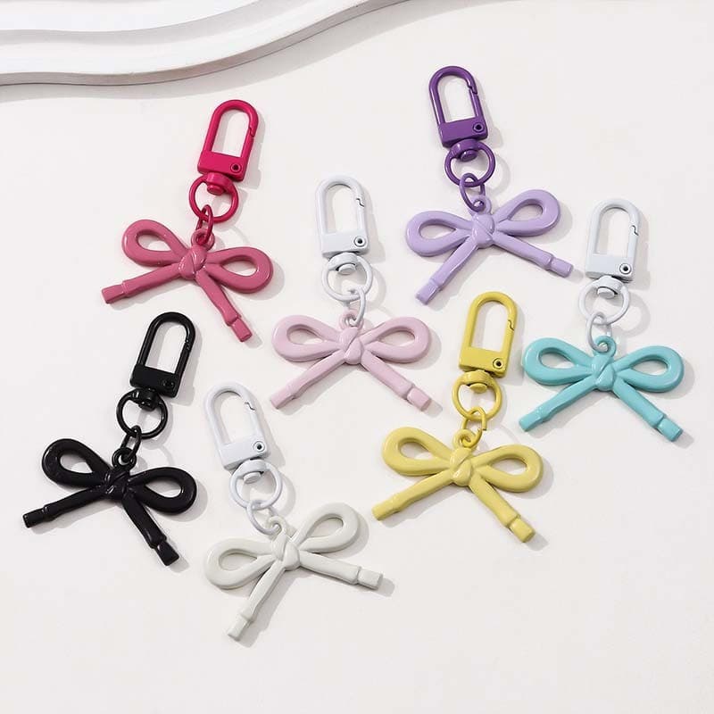 1pc Multi-Cor Macaron Colorido Arco Chaveiro Requintado Compacto Estilo Y2K Saco De Carro Pingente Presente Para Amigos