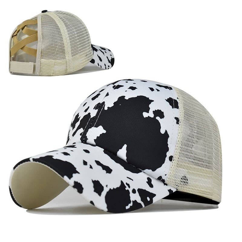 Boné de Beisebol Fashion com Abertura para Rabo de Cavalo, Boné Trucker para Mulheres e Homens, Boné de Verão em Malha R